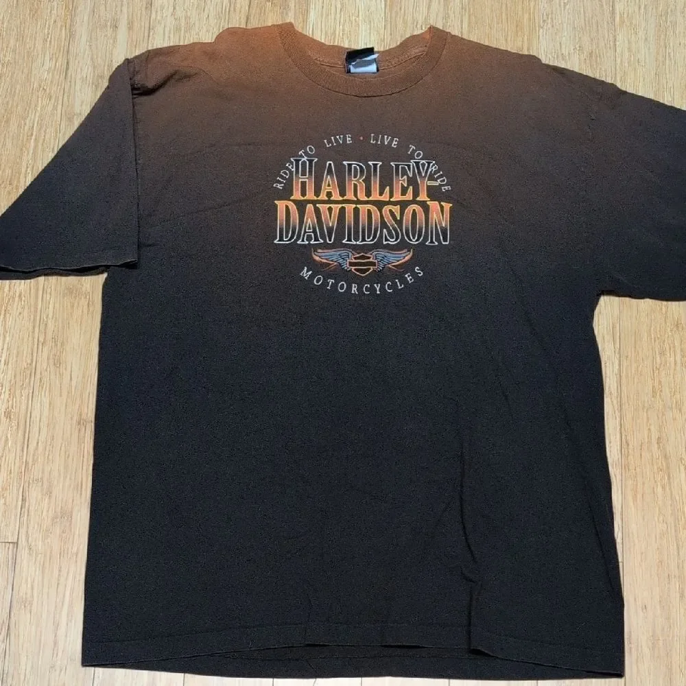 Harley-Davidson IndyWest Orange to Brown/Black Fade T-Shirt Size XL